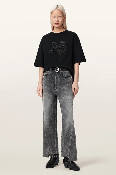 AllSaints Футболка оверсайз жіноча бавовняна ICON — AW26-TSDZZL, чорний — фото 3