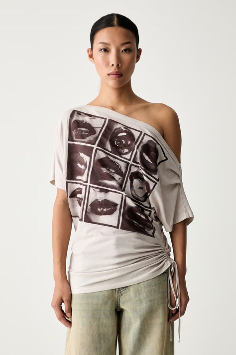 Miss Sixty T-shirt damski z bawełną beżowy 6M2SJ40000