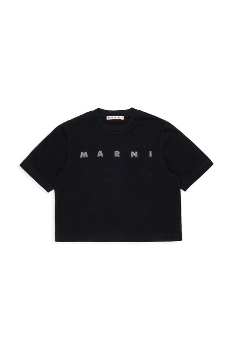 Marni T-shirt dziecięcy bawełniany czarny M01968