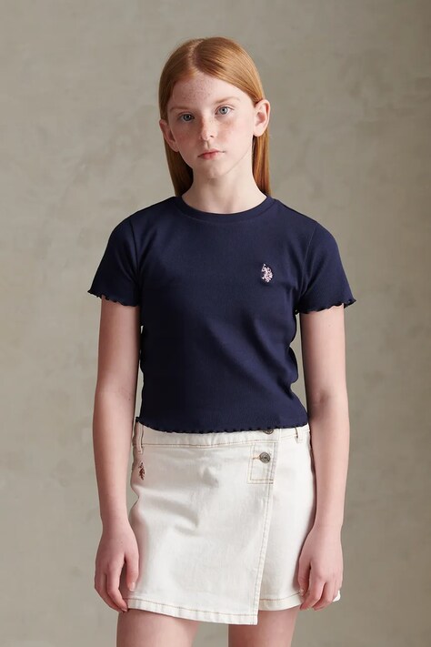 U.S. Polo Assn. T-shirt dziecięcy bawełniany z elastanem granatowy USG2119
