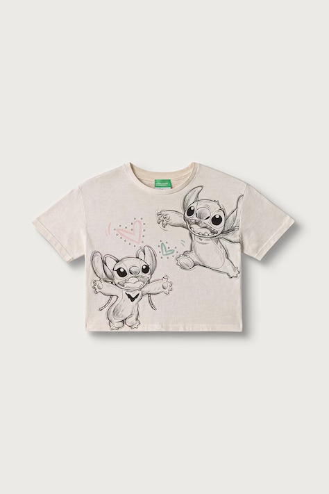 United Colors of Benetton T-shirt dziecięcy bawełniany beżowy 3085C10CI