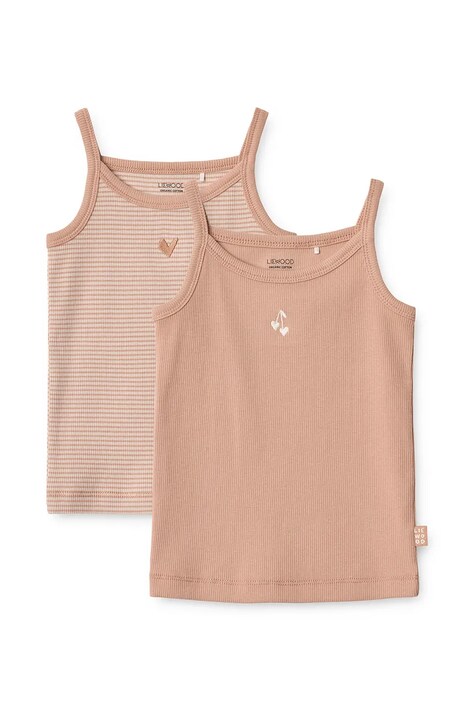 Liewood Top lounge dziecięcy bawełniany Naomi Singlet 2-pack różowy LW20787