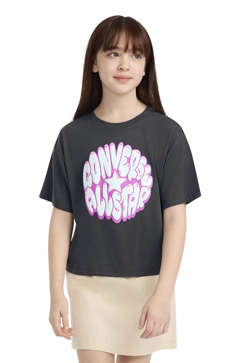 Converse T-shirt dziecięcy z bawełną czarny 4CJ018