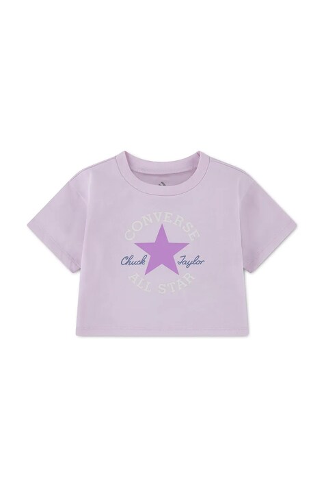 Converse T-shirt dziecięcy z bawełną fioletowy 4CG896