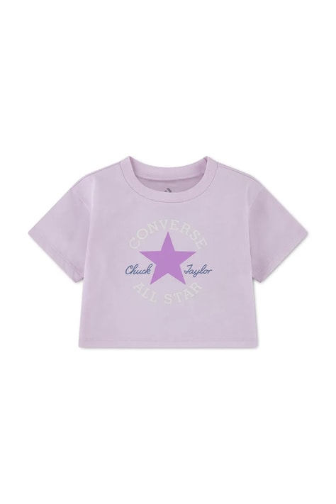 Converse T-shirt dziecięcy z bawełną fioletowy 4CG896