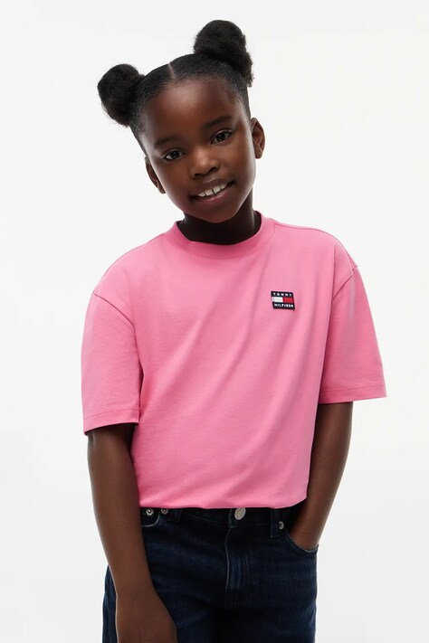 Tommy Hilfiger T-shirt dziecięcy bawełniany różowy KS0KS00770