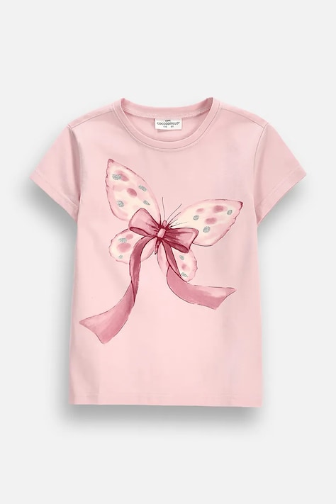 Coccodrillo T-shirt dziecięcy bawełniany z elastanem różowy FAIR FROST GIRL KIDS