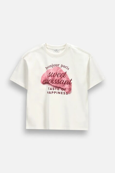 Coccodrillo T-shirt dziecięcy bawełniany beżowy FAIR FROST GIRL JUNIOR
