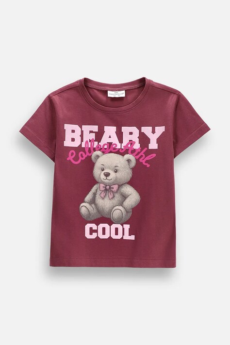 Coccodrillo tričko dětské bavlněné s elastanem burgundské EVERYDAY GIRL A