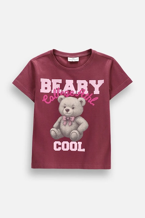 Coccodrillo tričko dětské bavlněné s elastanem burgundské EVERYDAY GIRL A