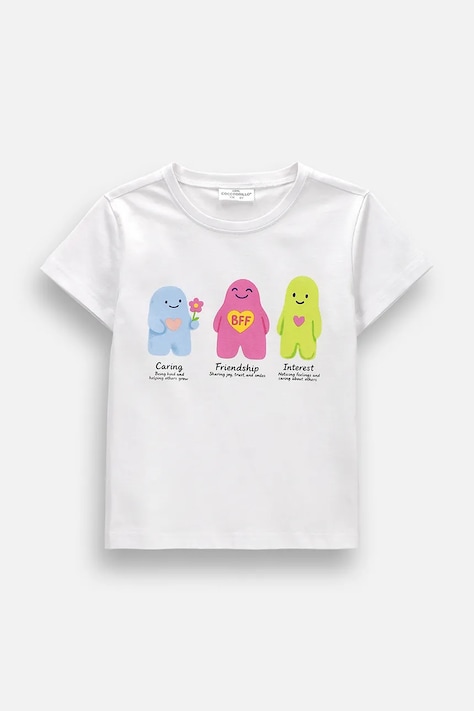 Coccodrillo tričko dětské bavlněné s elastanem bílé EVERYDAY GIRL A