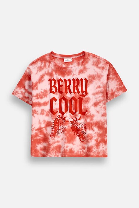 Coccodrillo T-shirt oversize dziecięcy bawełniany czerwony TWILIGHT GIRL JUNIOR