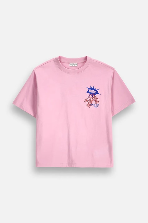 Coccodrillo T-shirt dziecięcy bawełniany różowy SUPER FUN GIRL JUNIOR