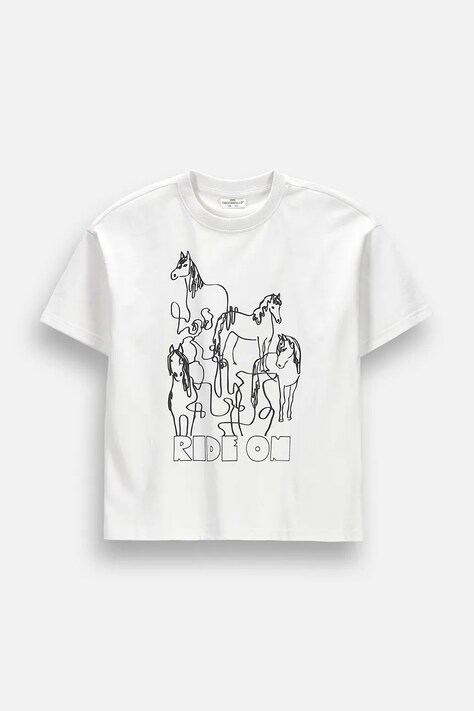 Coccodrillo T-shirt dziecięcy bawełniany biały HOBBY PONNY GIRL JUNIOR