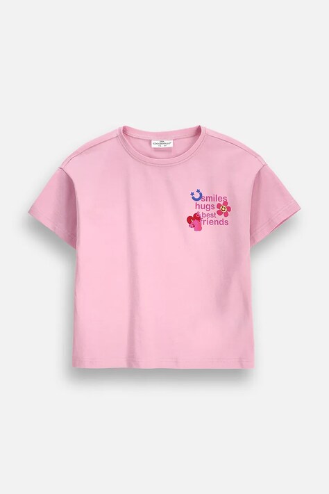 Coccodrillo T-shirt dziecięcy bawełniany różowy SUPER FUN GIRL KIDS