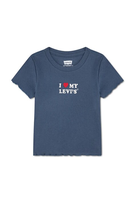 Levi's T-shirt dziecięcy z bawełną I HEART MY LEVIS TOP granatowy 4ER400