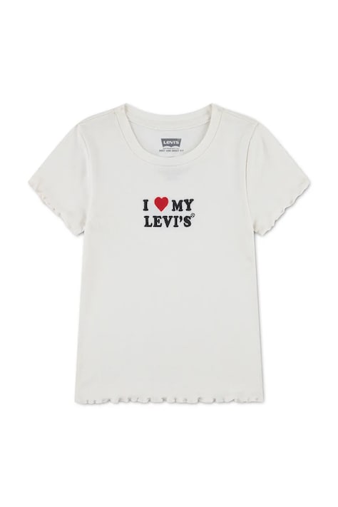 Levi's T-shirt dziecięcy z bawełną I HEART MY LEVIS TOP beżowy 3ER400