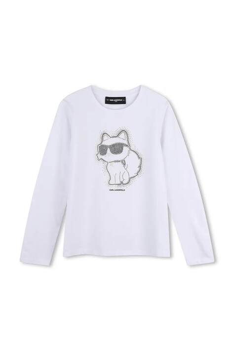 Karl Lagerfeld majica z dolgimi rokavi otroška z bombažem bela Z31463