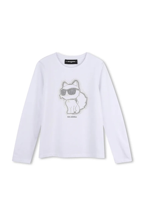 Karl Lagerfeld μακρυμάνικο παιδικό με βαμβάκι λευκό Z31463
