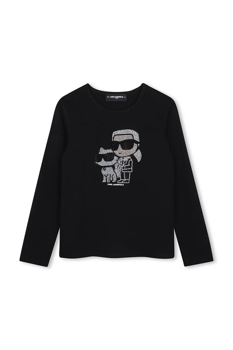 Karl Lagerfeld longsleeve dziecięcy z bawełną czarny Z31463