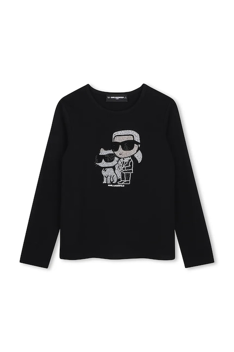 Karl Lagerfeld longsleeve dziecięcy z bawełną czarny Z31463