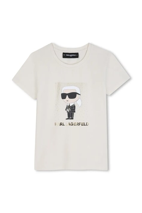 Karl Lagerfeld Тениска за деца от памук бежова Z31308