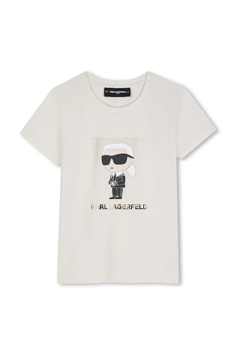 Karl Lagerfeld Tričko dětské s bavlnou béžové Z31308