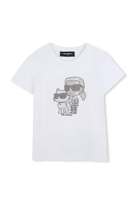 Karl Lagerfeld Тениска за деца с памук бяла Z31158