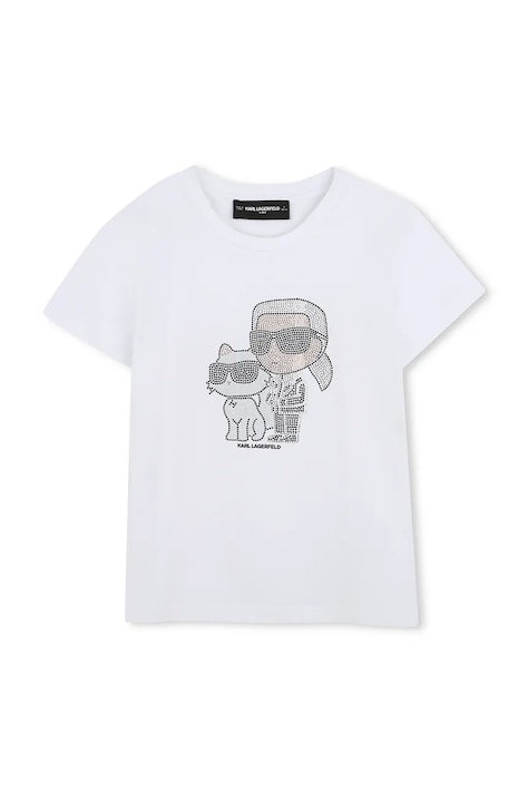 Karl Lagerfeld Kratka majica otroška z bombažem bela Z31158