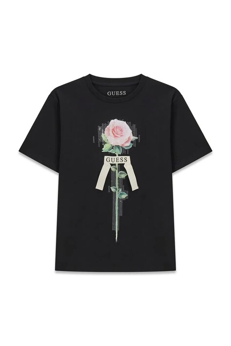 Guess T-shirt dziecięcy bawełniany czarny J6BI33 K5847