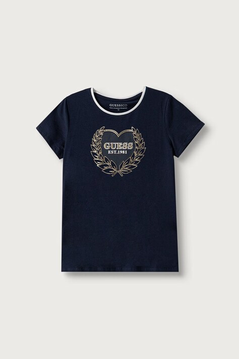 Guess T-shirt dziecięcy z bawełną granatowy J6BI14 K5799