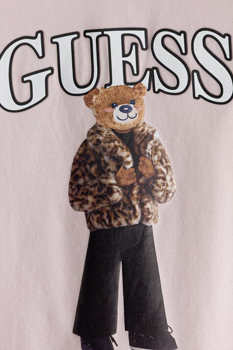 Guess футболка дитяча бавовняна з еластаном — AW26-TSGZU9, рожевий — фото 3