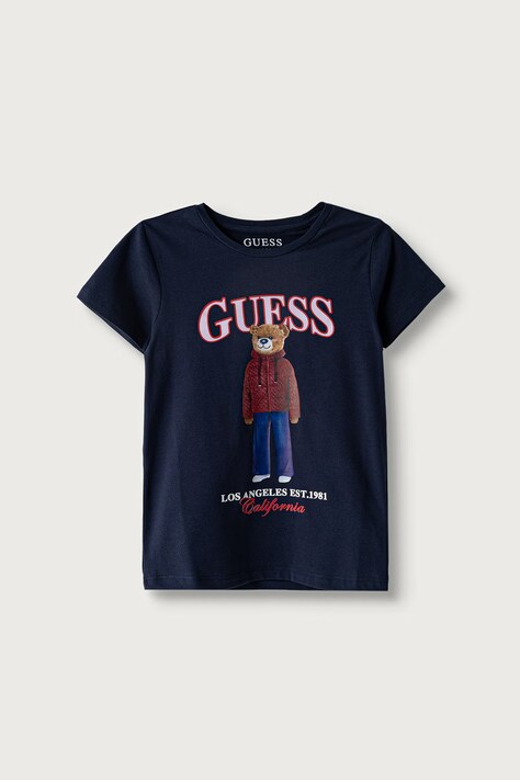 Guess T-shirt dziecięcy bawełniany z elastanem granatowy J6BI11 K5790