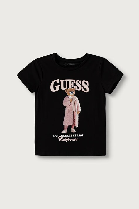 Guess T-shirt dziecięcy bawełniany z elastanem czarny J6BI11 K5790