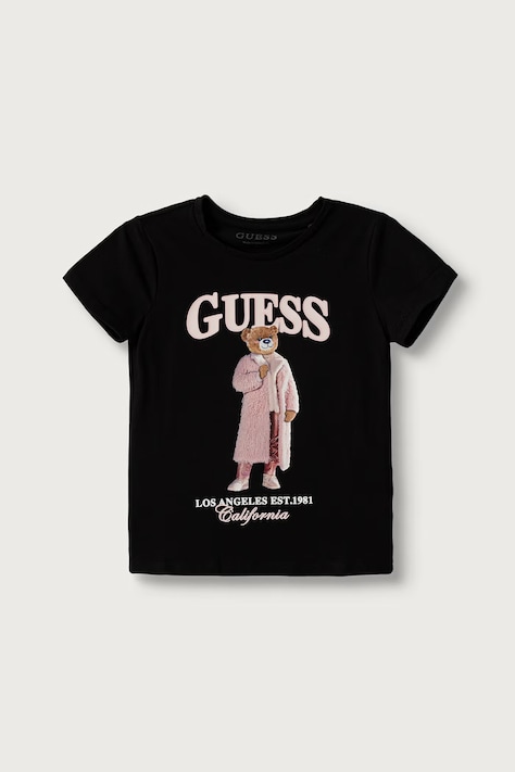 Guess T-shirt dziecięcy bawełniany z elastanem czarny J6BI11 K5790