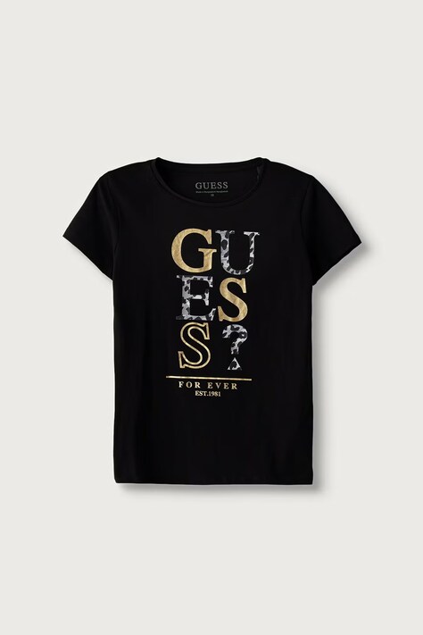 Guess T-shirt dziecięcy bawełniany z elastanem czarny J6BI01 K5769