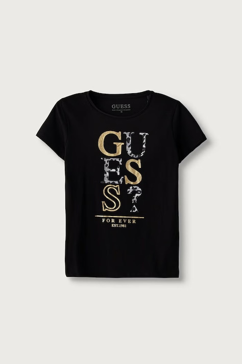 Guess T-shirt dziecięcy bawełniany z elastanem czarny J6BI01 K5769