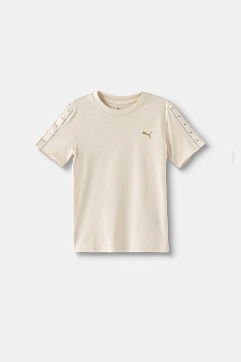 Puma T-shirt dziecięcy z bawełną ESS TAPE Tee beżowy 694957