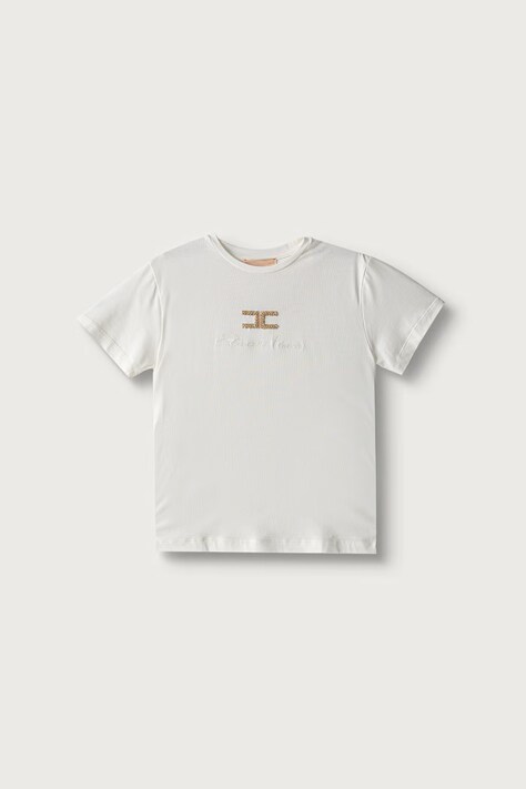 Elisabetta Franchi T-shirt παιδικό βαμβακερό με ελαστάν λευκό EFTS271.C.JE018