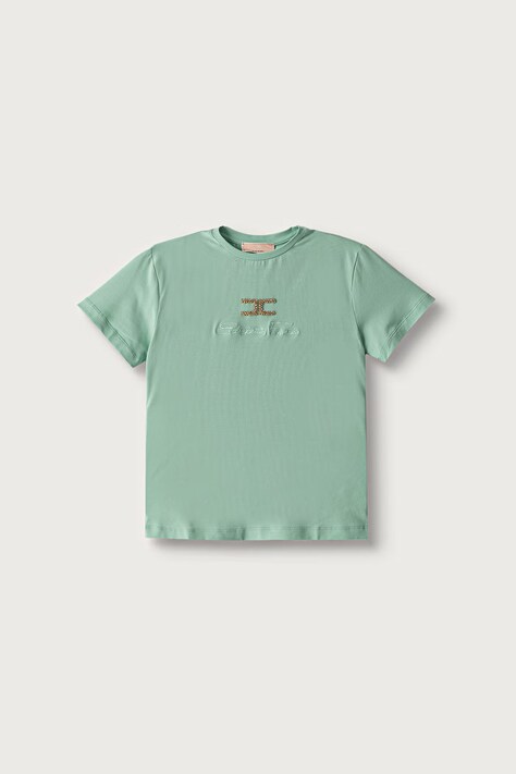 Elisabetta Franchi T-shirt παιδικό βαμβακερό με ελαστάν τιρκουάζ EFTS271.C.JE018
