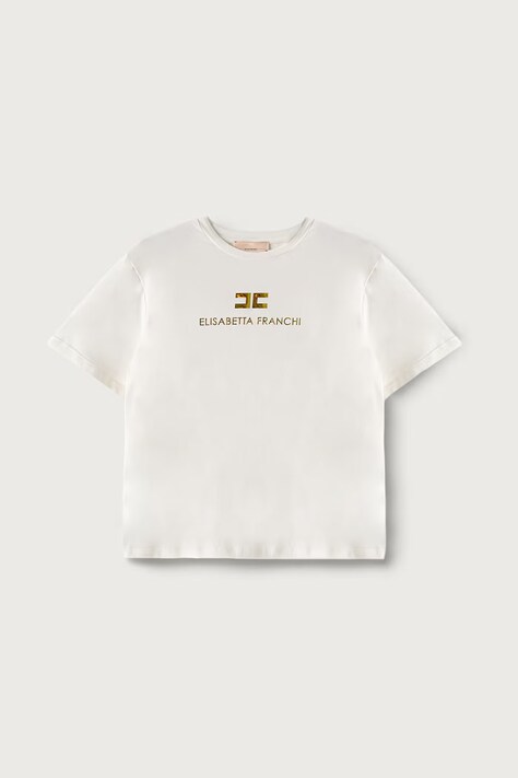 Elisabetta Franchi Majica za djecu od pamuka s elastanom bijela EFTS267.C.JE018