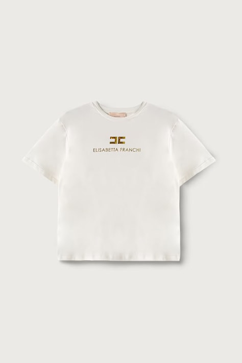 Elisabetta Franchi T-shirt per bambini in cotone con elastan bianca EFTS267.C.JE018