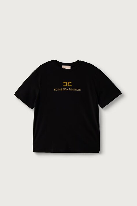 Elisabetta Franchi Majica za djecu od pamuka s elastanom crna EFTS267.C.JE018