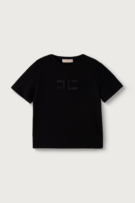 Elisabetta Franchi T-shirt per bambini in cotone con elastan nero EFTS265.C.JE018