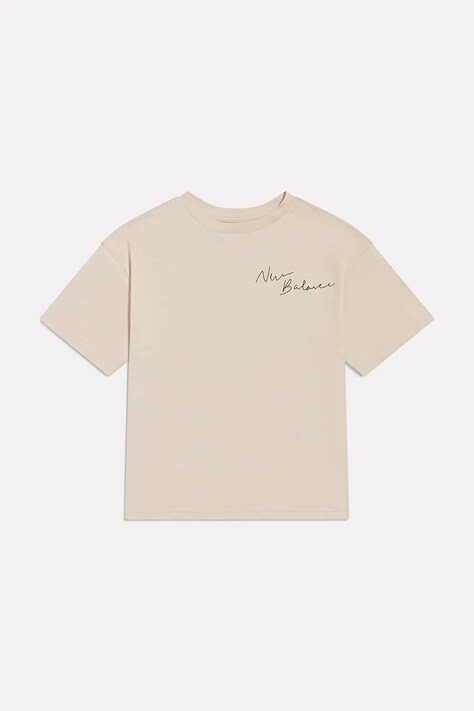 New Balance T-shirt dziecięcy bawełniany beżowy YT62O31X