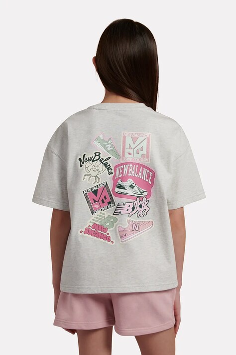 New Balance T-shirt oversize dziecięcy bawełniany szary YT62G5XF