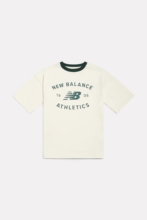 New Balance T-shirt dziecięcy bawełniany beżowy YT62O7WX