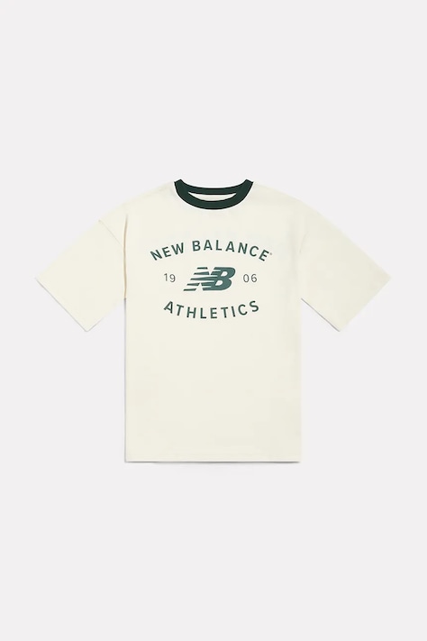 New Balance T-shirt dziecięcy bawełniany beżowy YT62O7WX