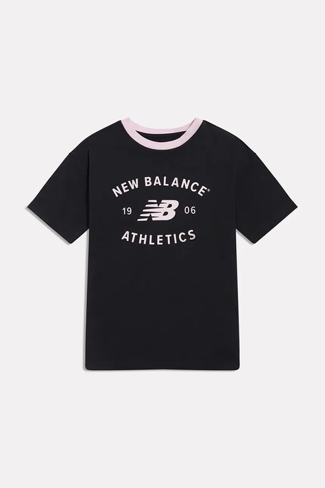 New Balance T-shirt dziecięcy bawełniany czarny YT62O7WX