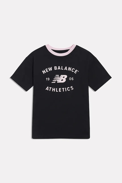 New Balance T-shirt dziecięcy bawełniany czarny YT62O7WX